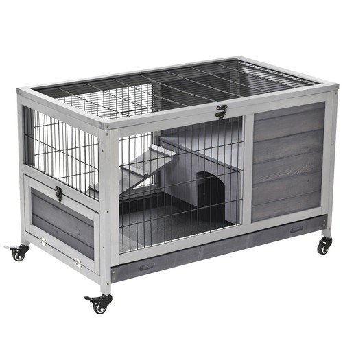 Wooden indoor rabbit hutch - wooden,
