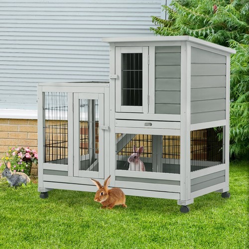 Rabbit hutch with run indoor - rabbit,