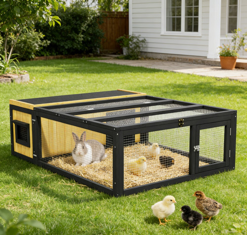 Wooden rabbit hutch bunny cage - rabbit,
