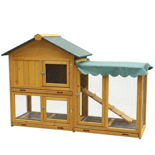 Tier wooden rabbit hutch - 2-tier,