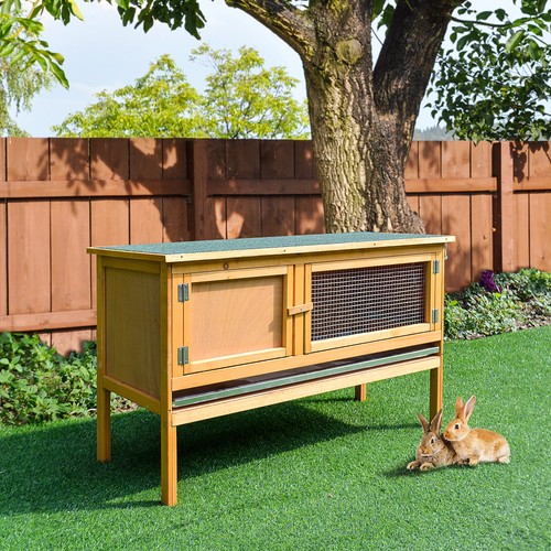 Wooden rabbit hutch - rabbit, bunny
